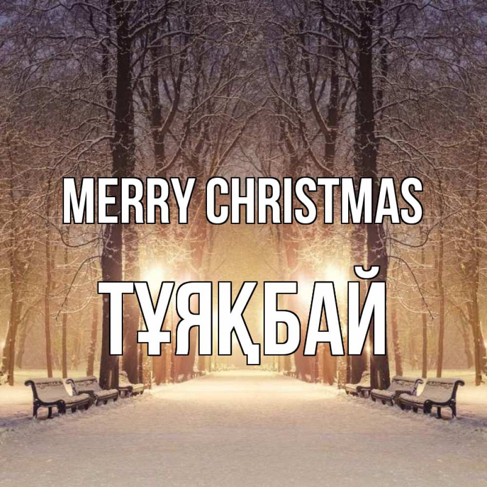 Greetings card с именем, ТҰЯҚБАЙ Merry Christmas зима, парк, фонарь, лес Greetings with text for free download 
