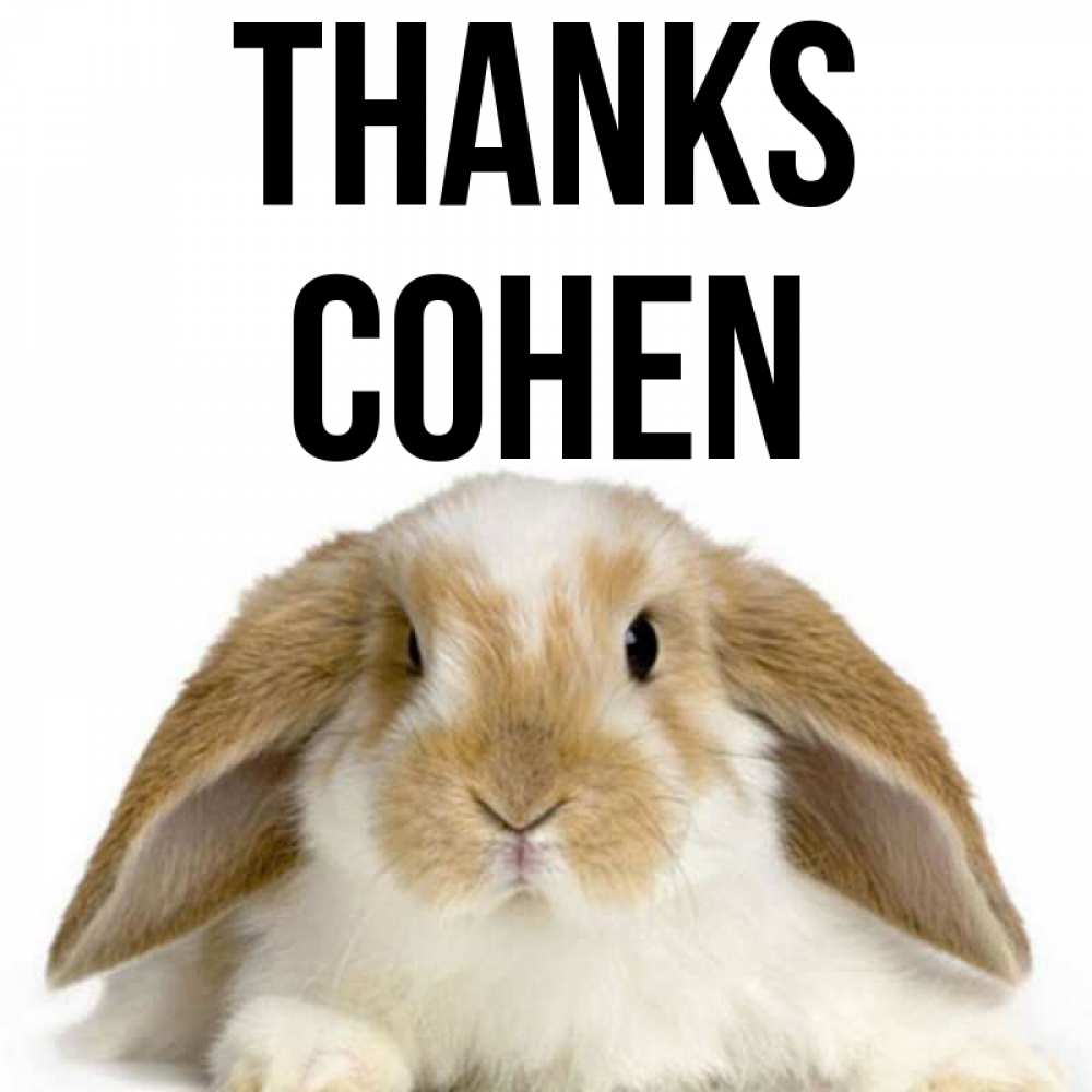 Greetings card с именем, Cohen Thanks коричнево белый заяц Greetings with text for free download 