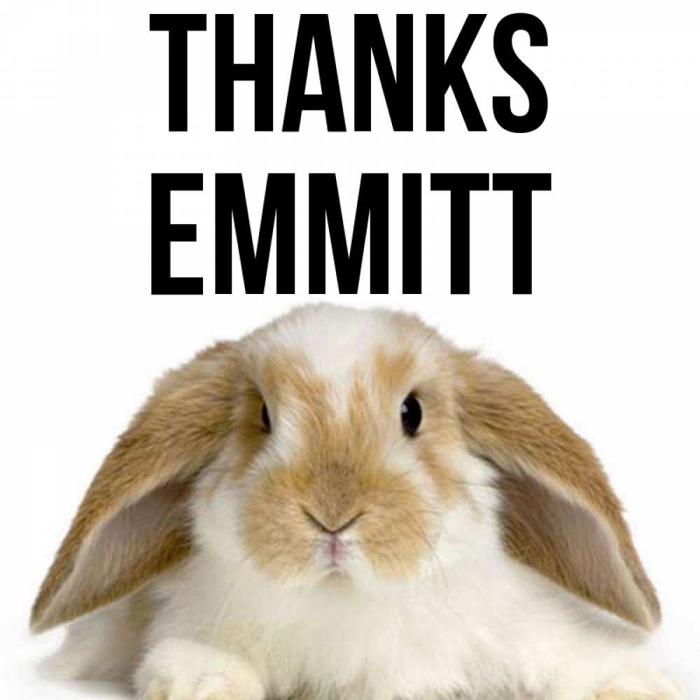 Greetings card с именем, Emmitt Thanks коричнево белый заяц Greetings with text for free download 