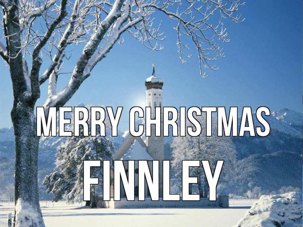 Greetings card с именем, Finnley Merry Christmas зима, храм, костел Greetings with text for free download 