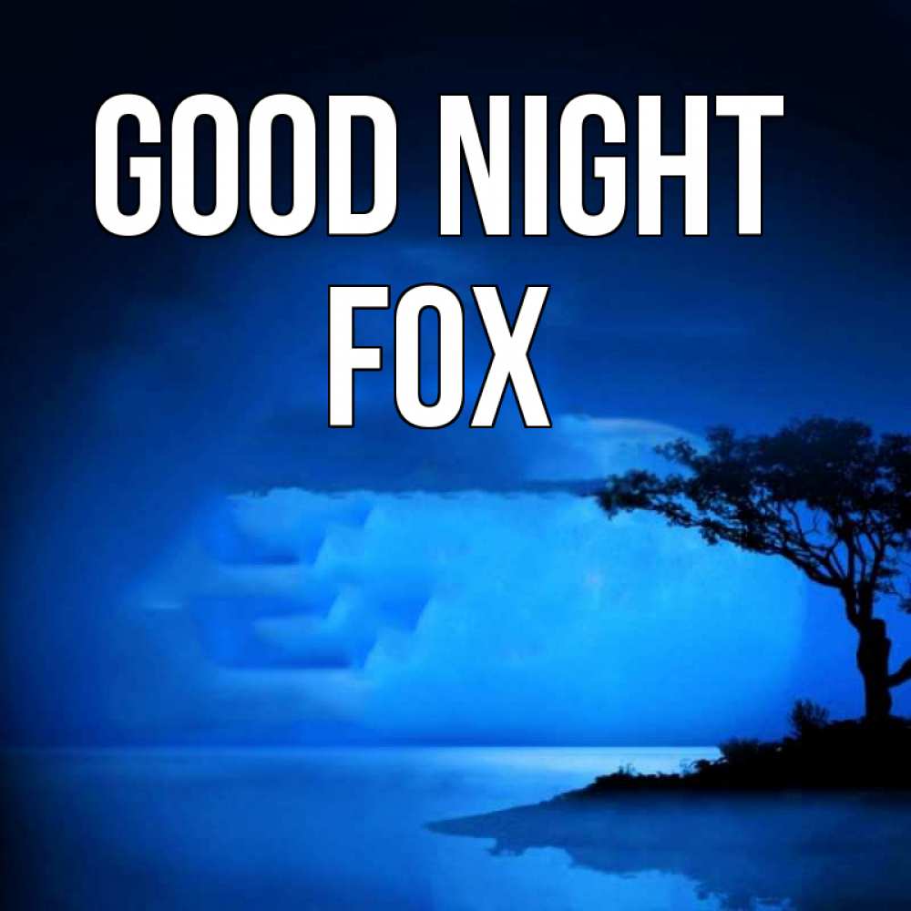 Greetings card с именем, Fox Good night ночное побережье Greetings with text for free download 