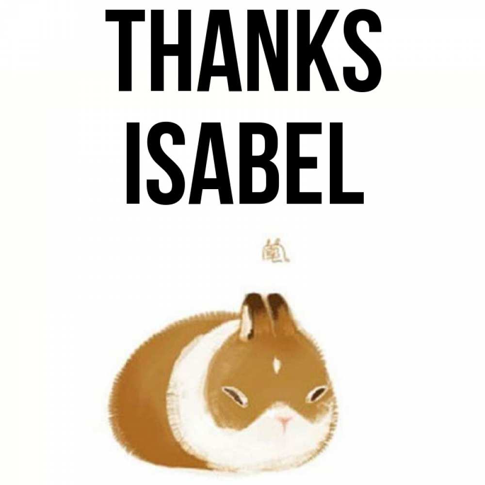 Greetings card с именем, Isabel Thanks коричнево белый домашний питомец Greetings with text for free download 