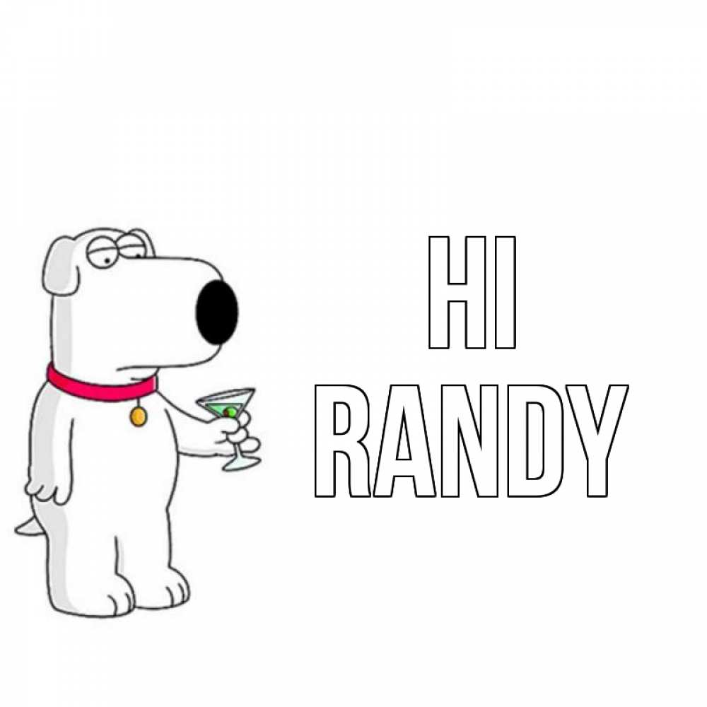 Greetings card с именем, Randy Hi собака и коктейль Greetings with text for free download 