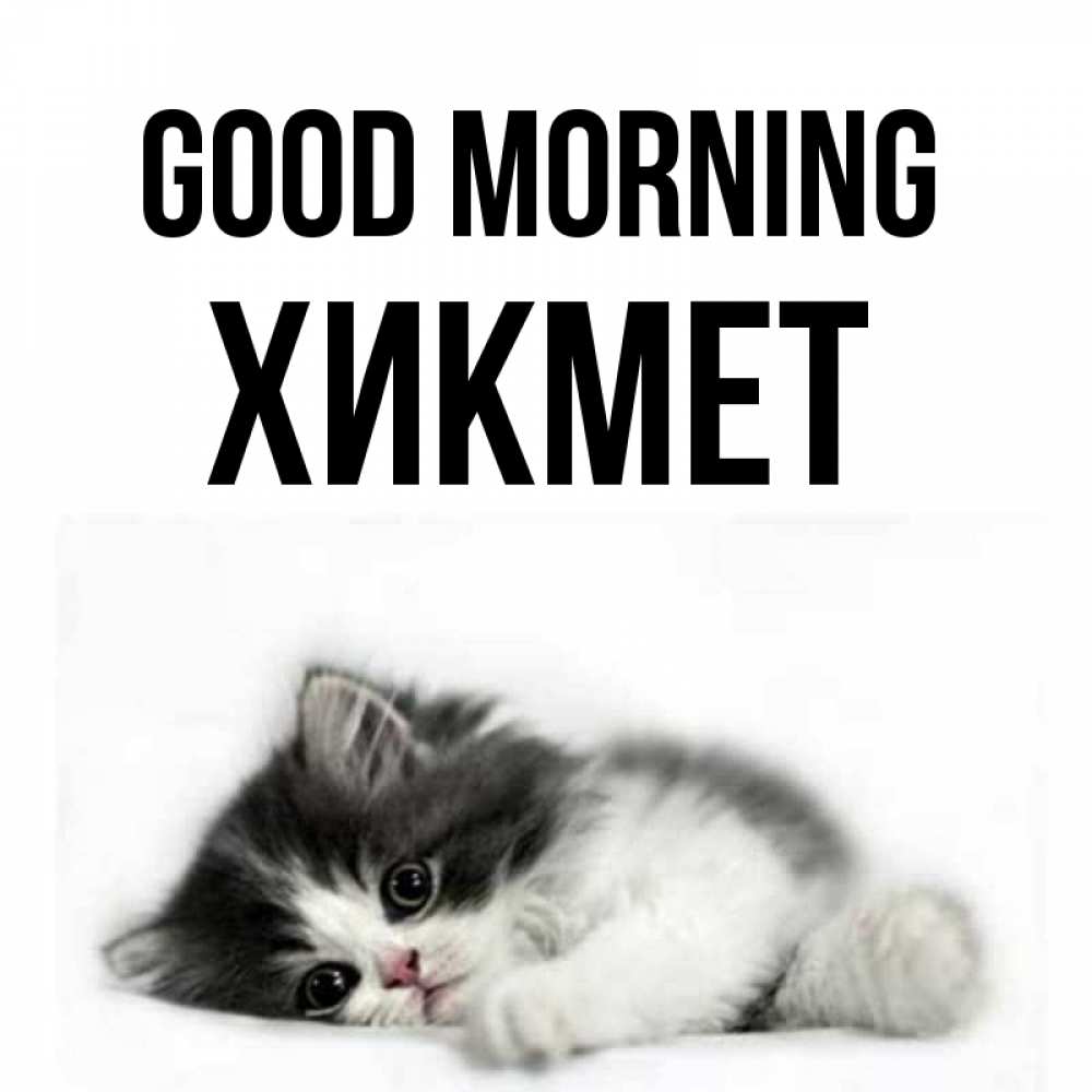 Greetings card с именем, ХИКМЕТ Good morning кот лапки Greetings with text for free download 