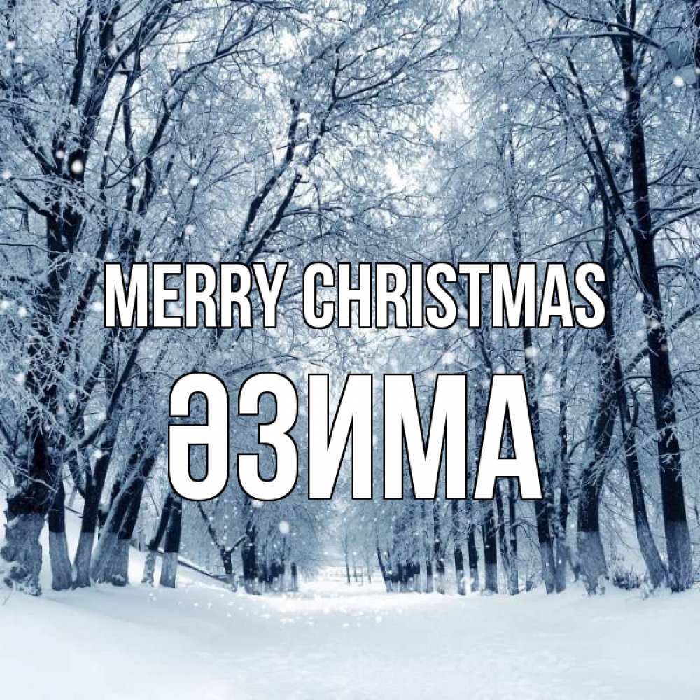 Greetings card с именем, ӘЗИМА Merry Christmas снег, лес, парк Greetings with text for free download 