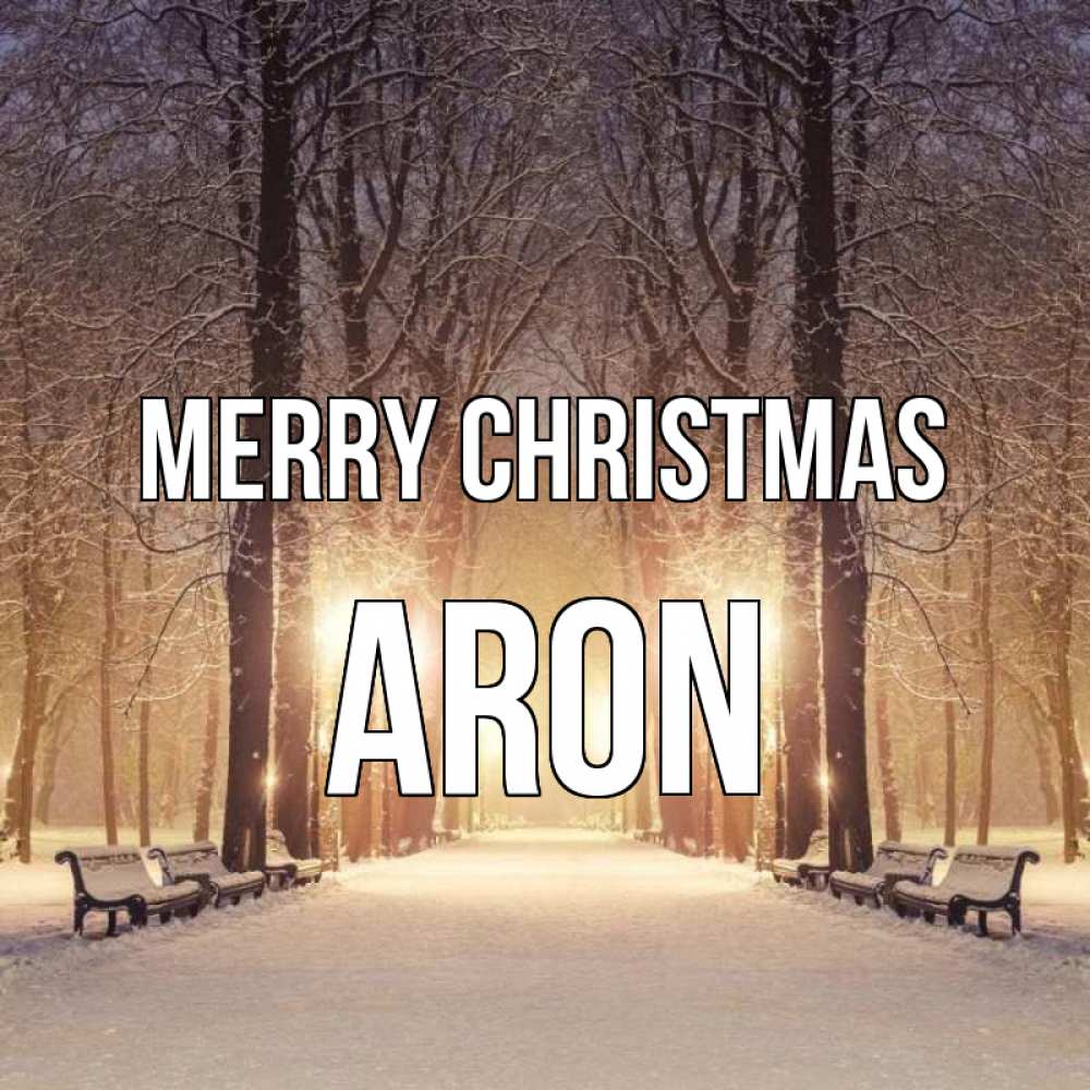 Greetings card с именем, Aron Merry Christmas зима, парк, фонарь, лес Greetings with text for free download 