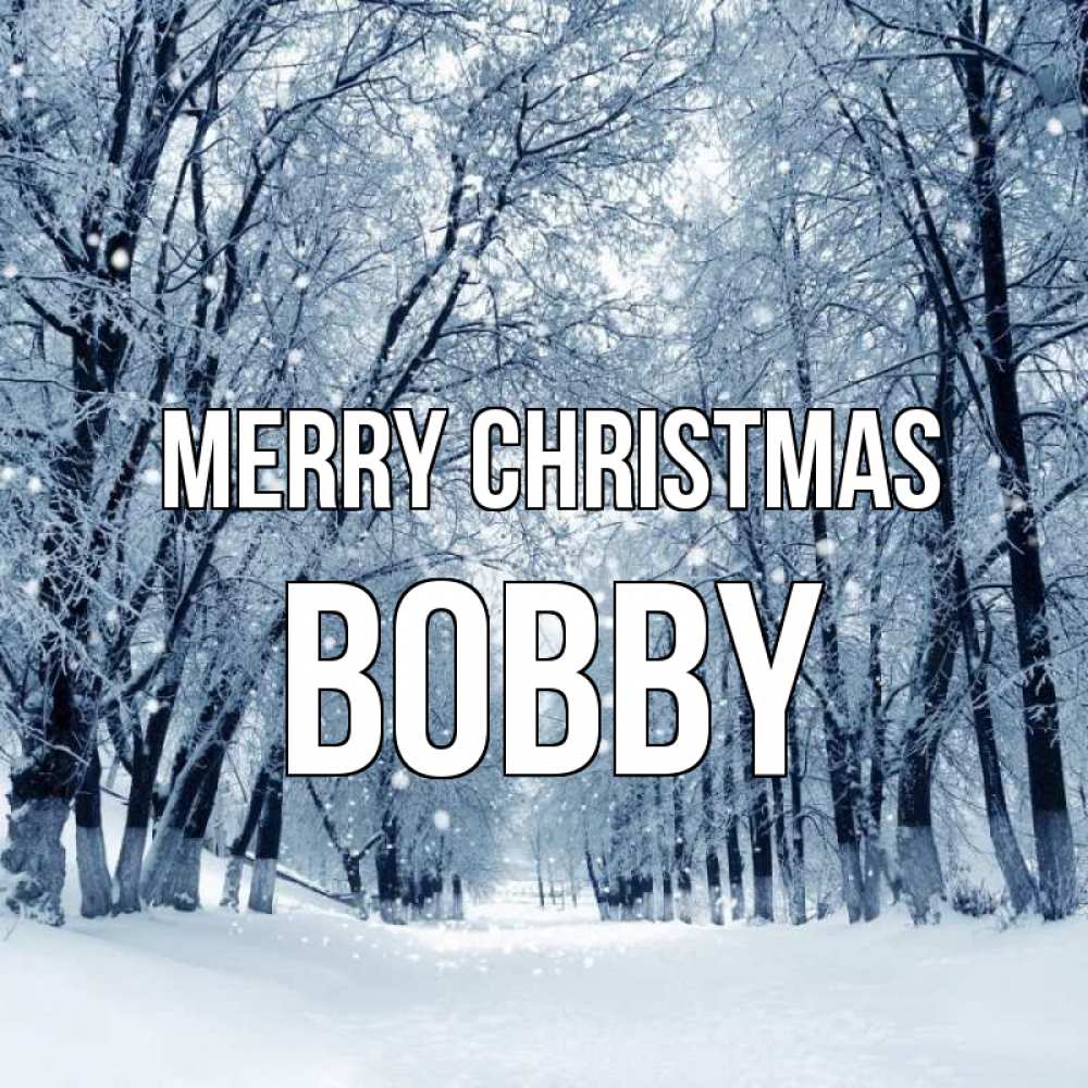Greetings card с именем, Bobby Merry Christmas снег, лес, парк Greetings with text for free download 