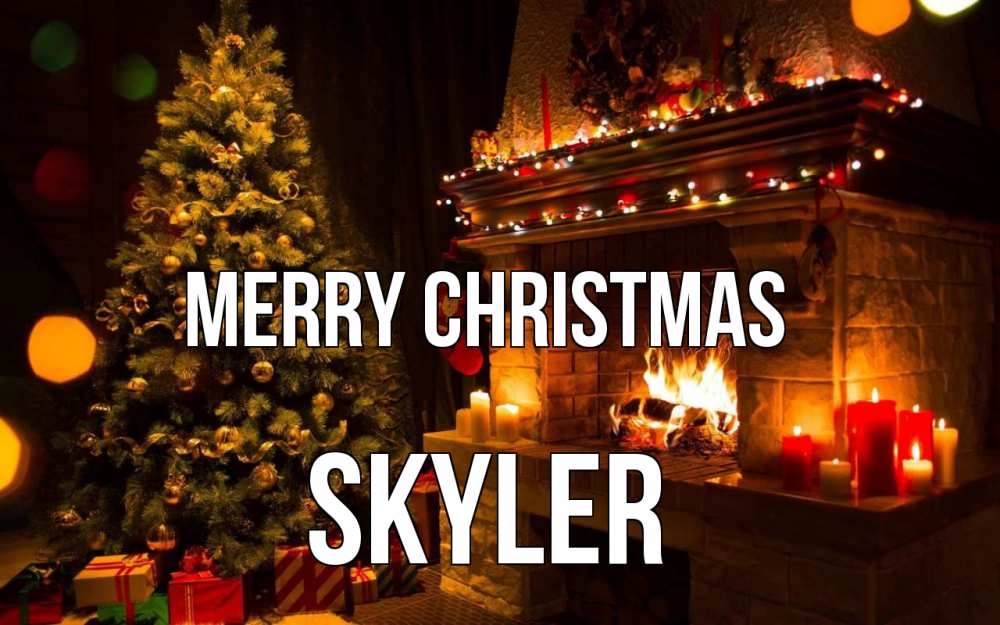 Greetings card с именем, Skyler Merry Christmas новый год Greetings with text for free download 