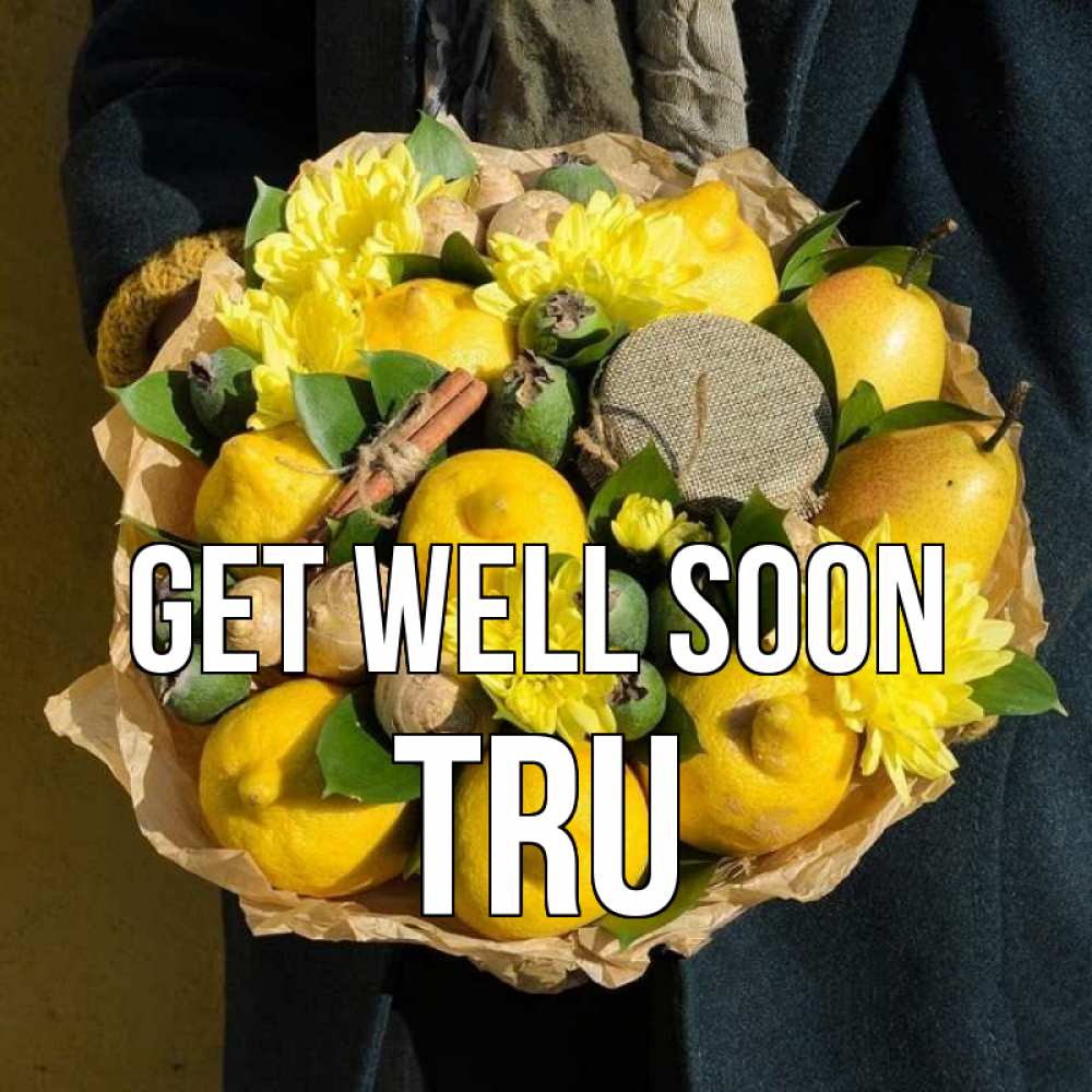 Greetings card с именем, Tru Get well soon букет витаминов Greetings with text for free download 