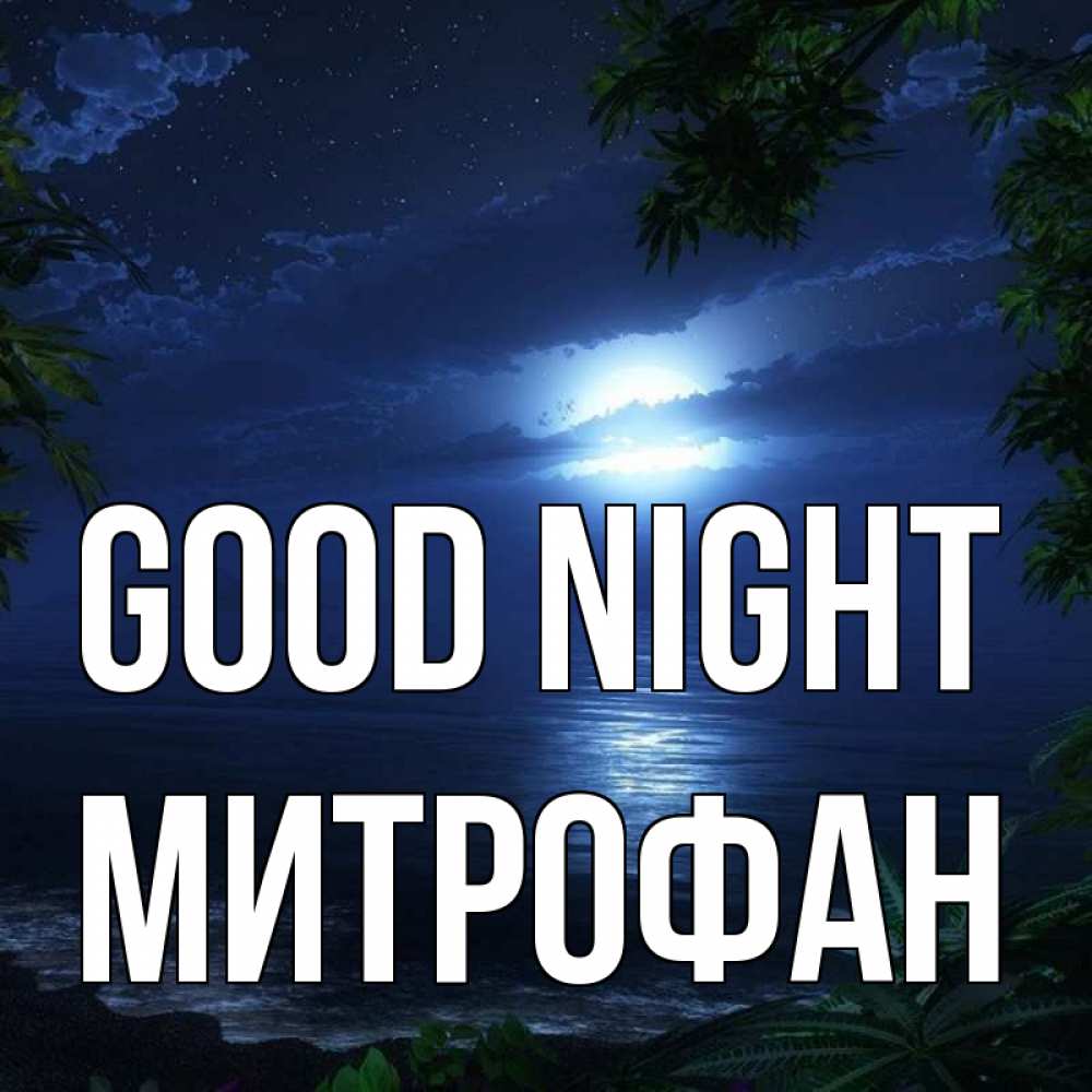 Greetings card с именем, Митрофан Good night тропический остров Greetings with text for free download 