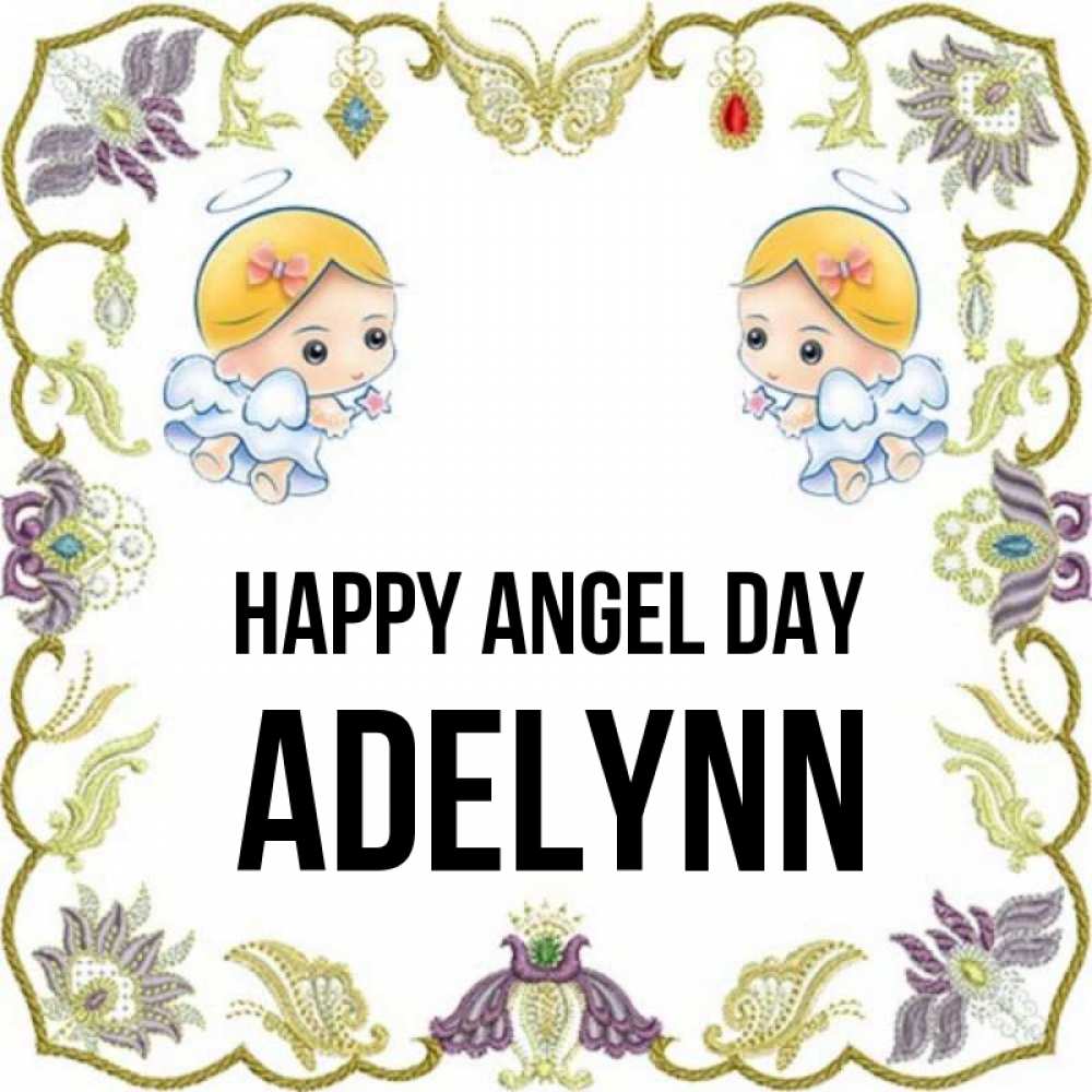 Greetings card с именем, Adelynn happy angel day маленькие ангелы с крылышками Greetings with text for free download 