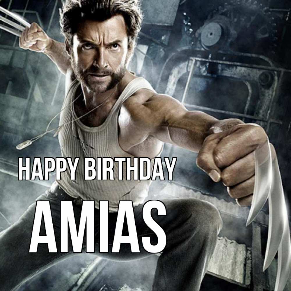 Greetings card с именем, Amias Happy Birthday супергерой в ярости Greetings with text for free download 