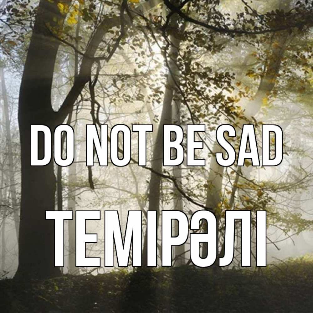 Greetings card с именем, ТЕМІРӘЛІ Do not be sad лес и свет Greetings with text for free download 