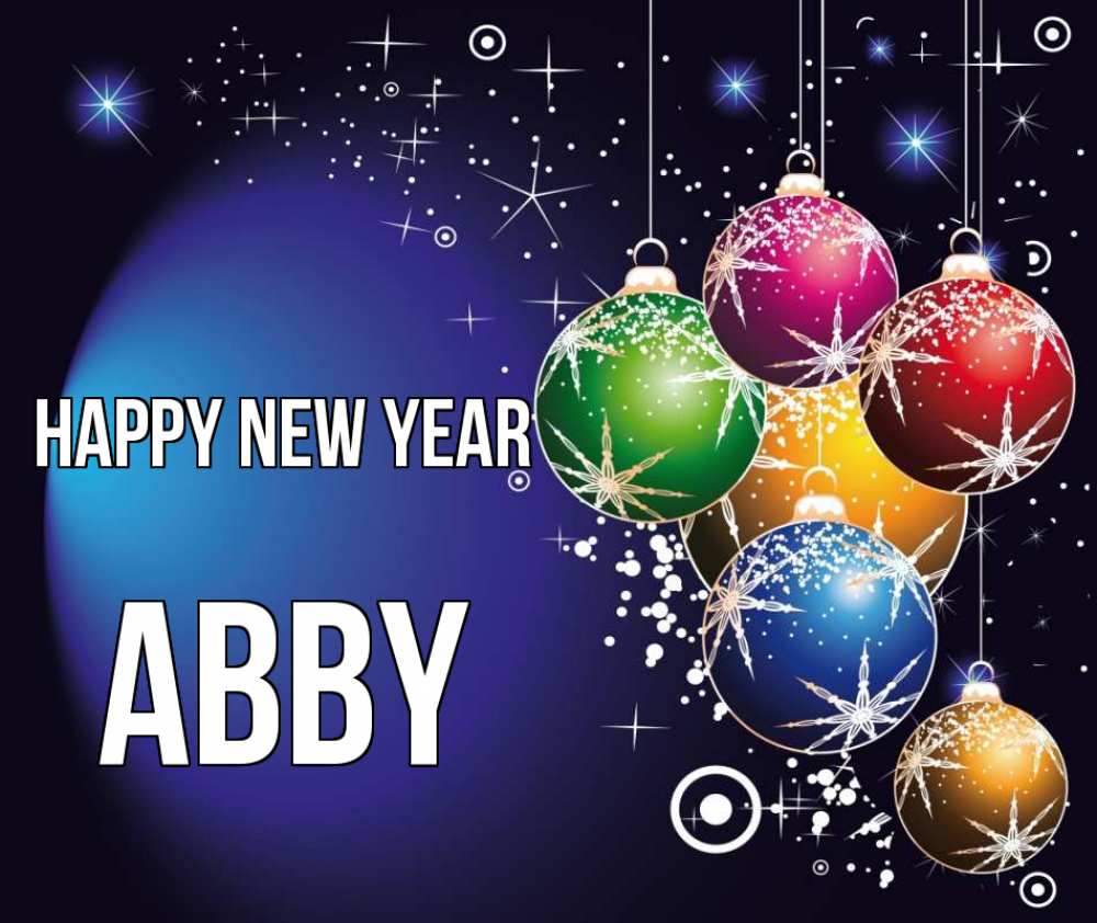Greetings card с именем, Abby Happy New Year новый год Greetings with text for free download 