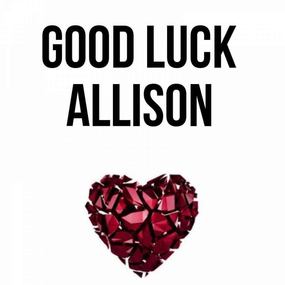 Greetings card с именем, Allison Good luck бордовое из кристаллов  1 Greetings with text for free download 
