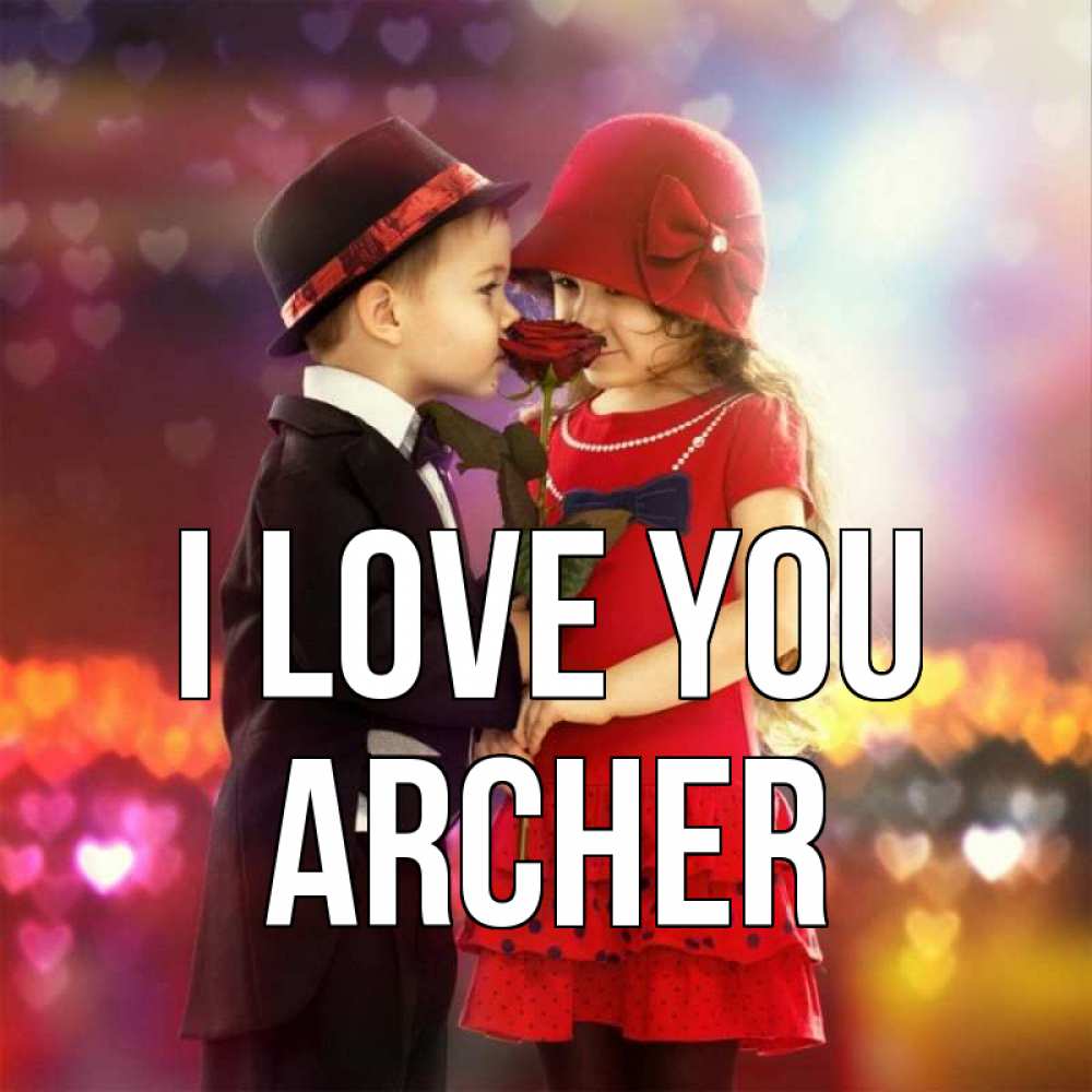 Greetings card с именем, Archer I love you черное и красное и роза Greetings with text for free download 