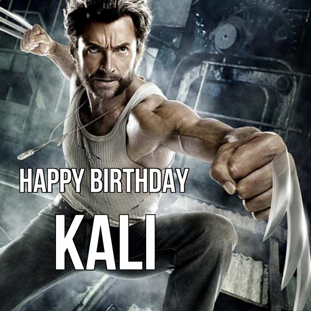 Greetings card с именем, Kali Happy Birthday супергерой в ярости Greetings with text for free download 