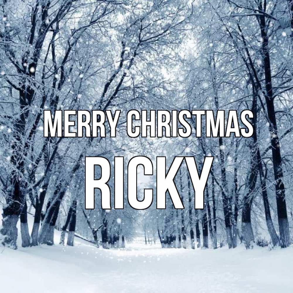 Greetings card с именем, Ricky Merry Christmas снег, лес, парк Greetings with text for free download 