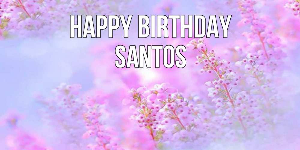 Greetings card с именем, Santos Happy Birthday красивая открытка с мелкими цветами Greetings with text for free download 