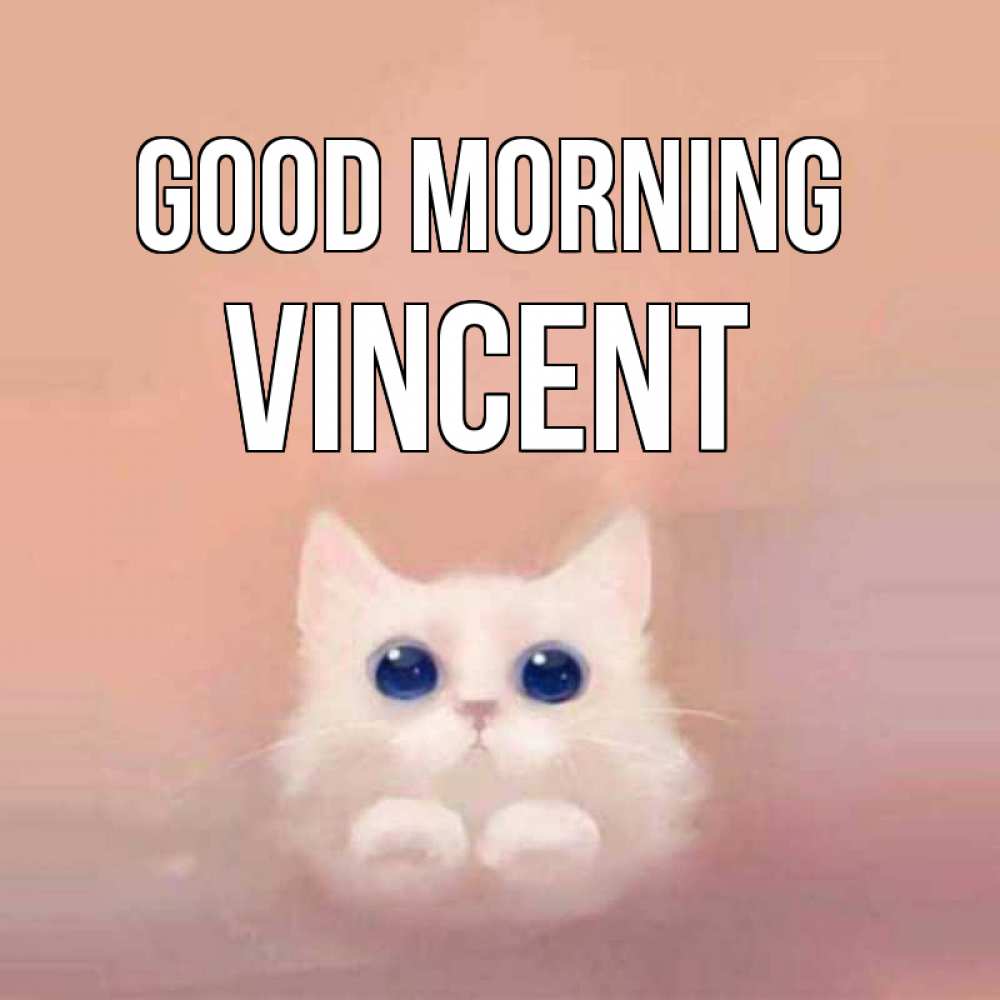 Greetings card с именем, Vincent Good morning на розовом фоне Greetings with text for free download 
