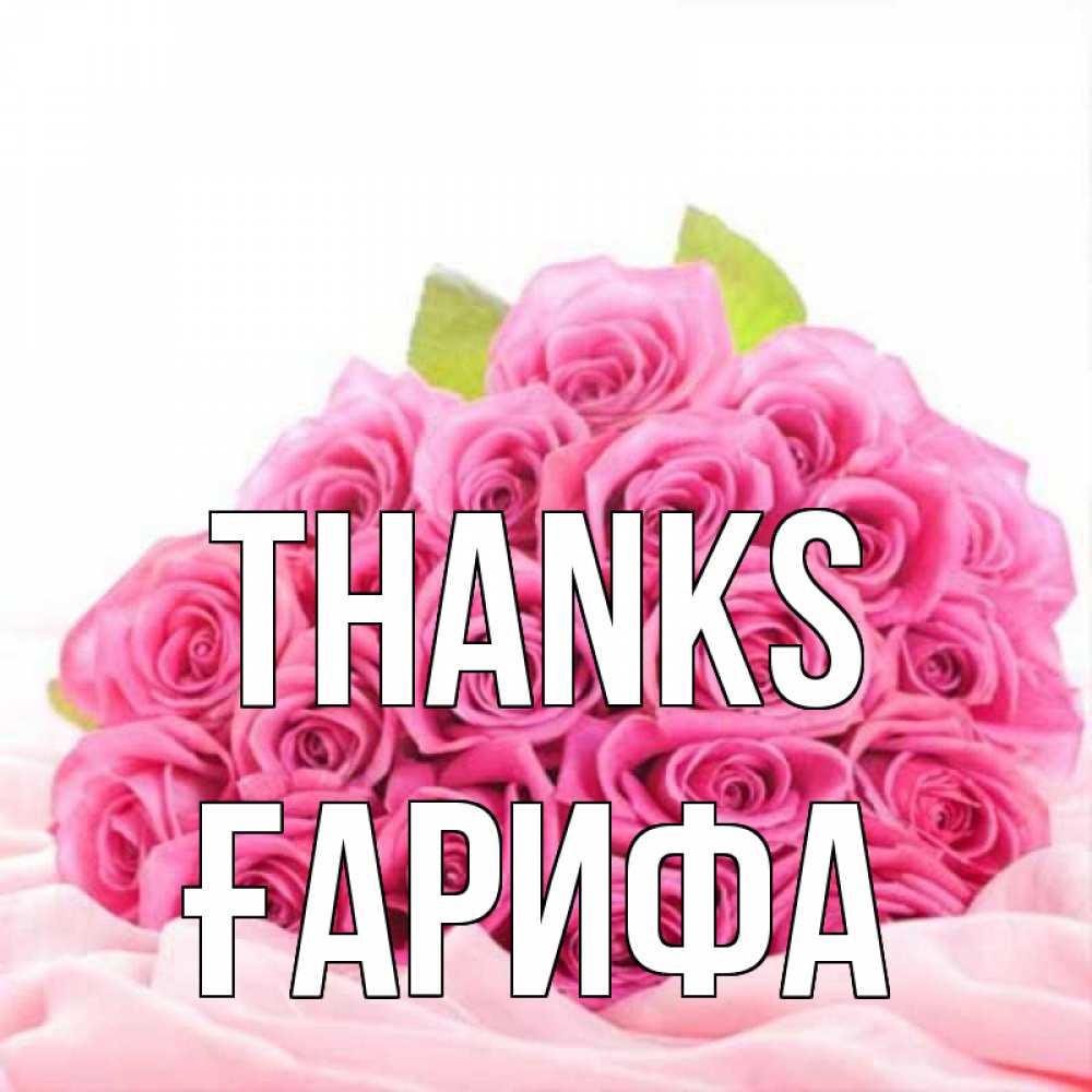 Greetings card с именем, ҒАРИФА Thanks розовые розы с подписью Greetings with text for free download 