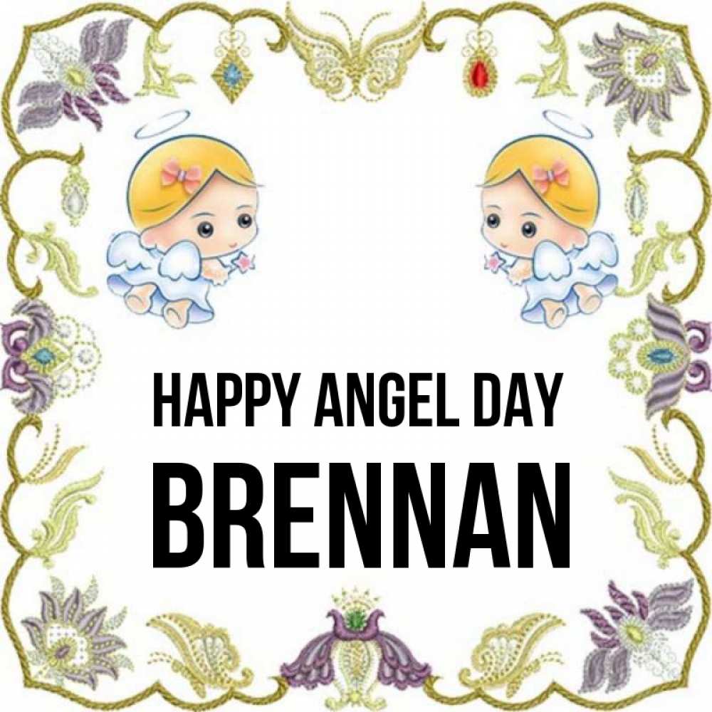 Greetings card с именем, Brennan happy angel day маленькие ангелы с крылышками Greetings with text for free download 