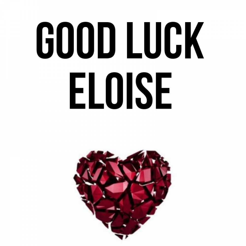 Greetings card с именем, Eloise Good luck бордовое из кристаллов  1 Greetings with text for free download 