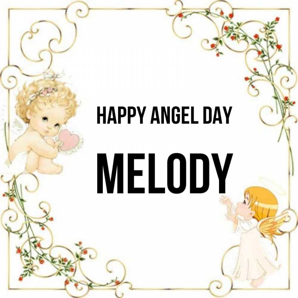 Greetings card с именем, Melody happy angel day ангелы желают прекрасных именин Greetings with text for free download 