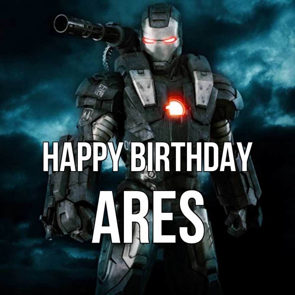Greetings card с именем, Ares Happy Birthday марвел супергерой в новом костюме Greetings with text for free download 