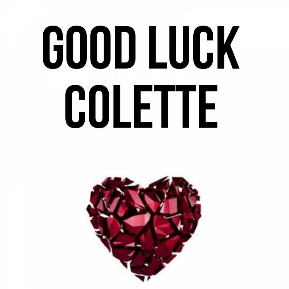 Greetings card с именем, Colette Good luck бордовое из кристаллов  1 Greetings with text for free download 