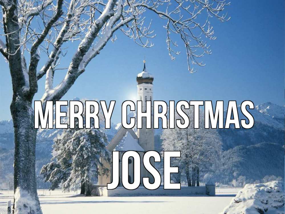 Greetings card с именем, Jose Merry Christmas зима, храм, костел Greetings with text for free download 