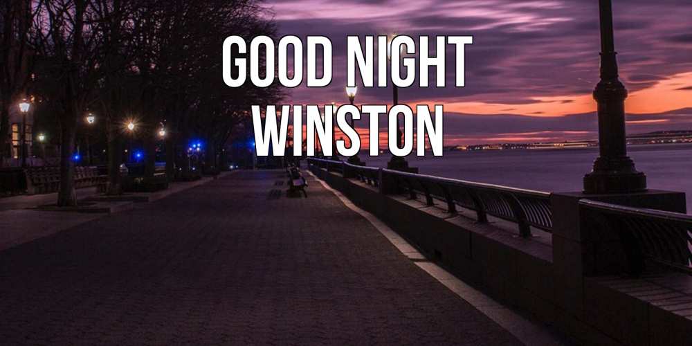 Greetings card с именем, Winston Good night фонари на фоне реки Greetings with text for free download 