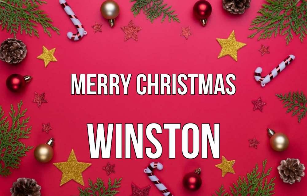 Greetings card с именем, Winston Merry Christmas с рождеством Greetings with text for free download 