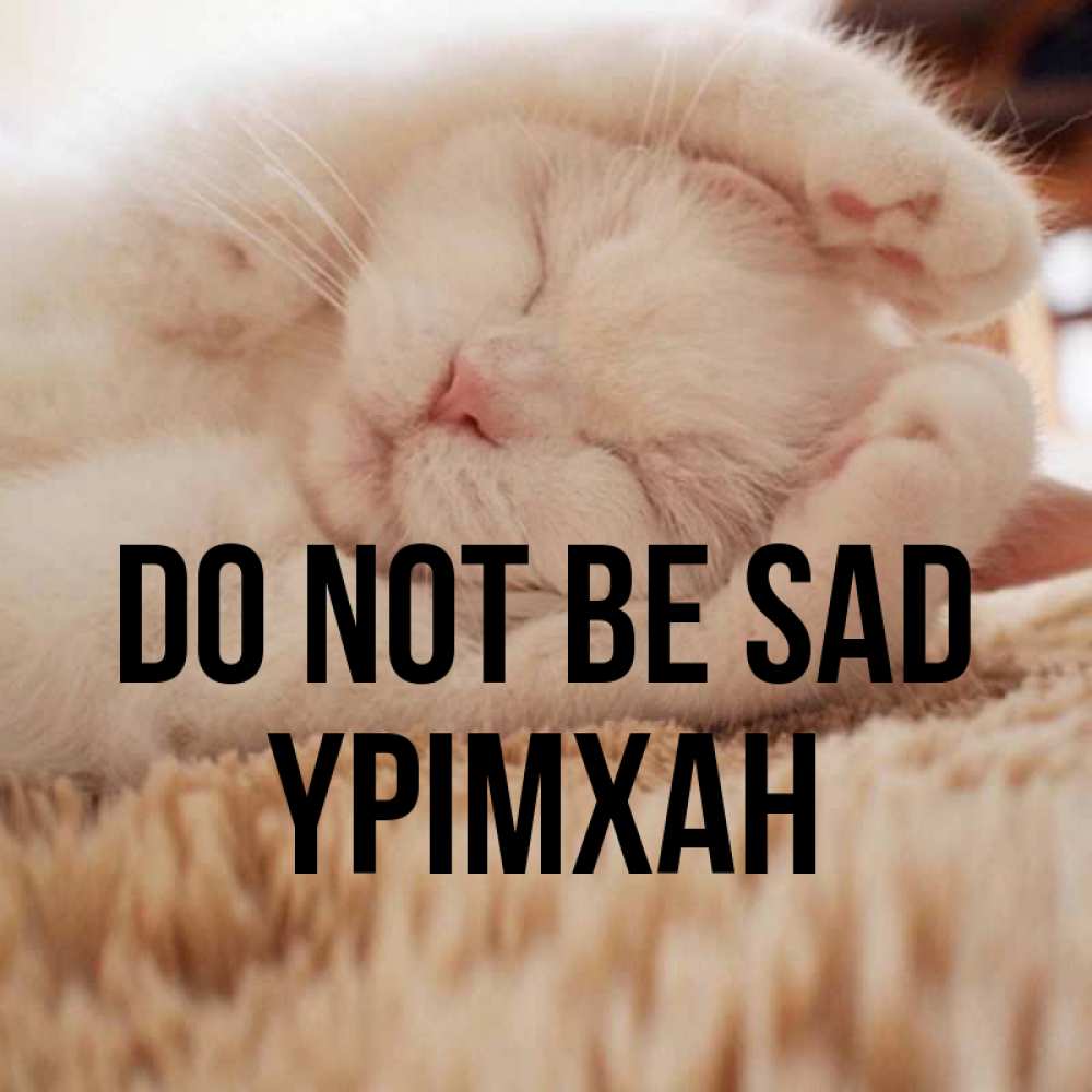 Greetings card с именем, Үрімхан Do not be sad Котенок спит Greetings with text for free download 