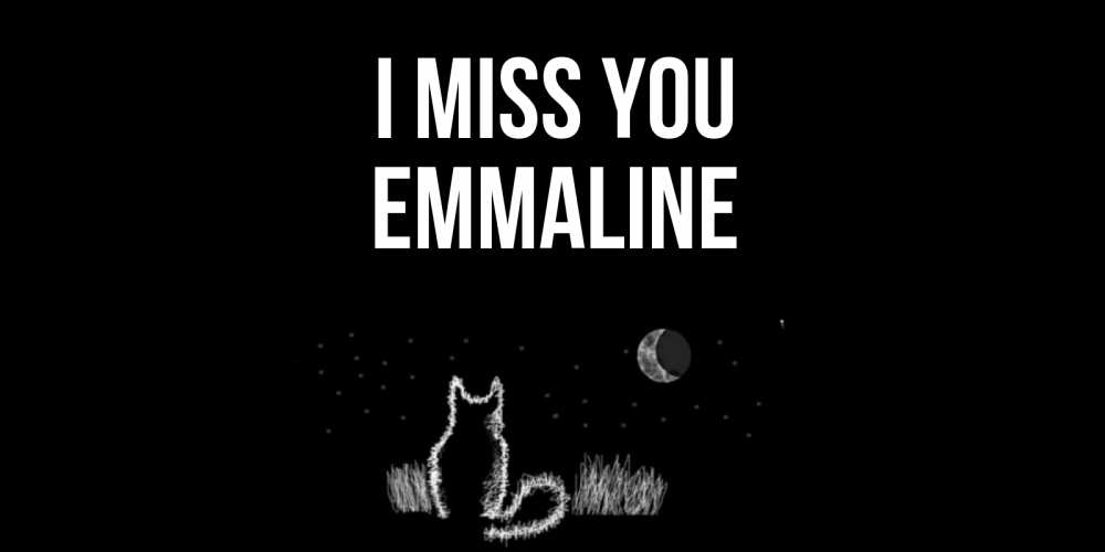 Greetings card с именем, Emmaline I miss you кот Greetings with text for free download 