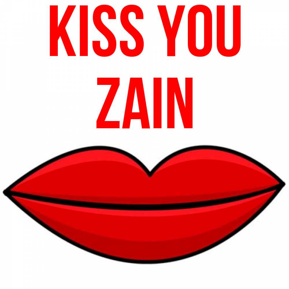 Greetings card с именем, Zain Kiss you губы векторные Greetings with text for free download 