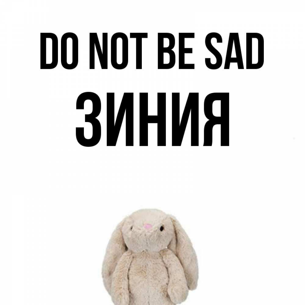 Greetings card с именем, ЗИНИЯ Do not be sad детская игрушка зайчика Greetings with text for free download 