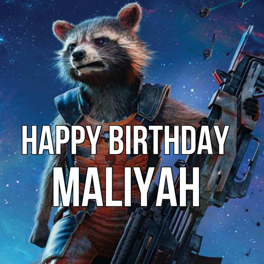 Greetings card с именем, Maliyah Happy Birthday реактивный Рокета Greetings with text for free download 
