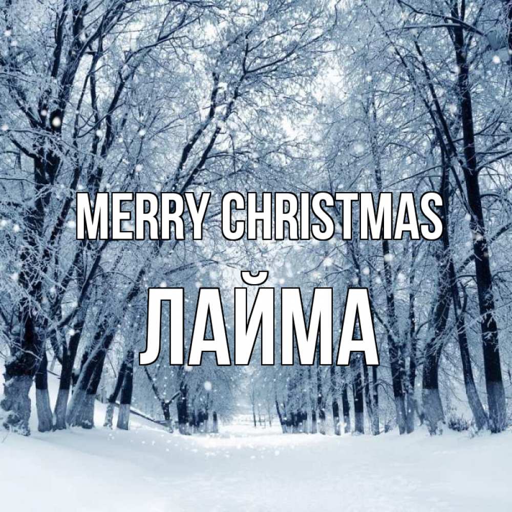 Greetings card с именем, Лайма Merry Christmas снег, лес, парк Greetings with text for free download 