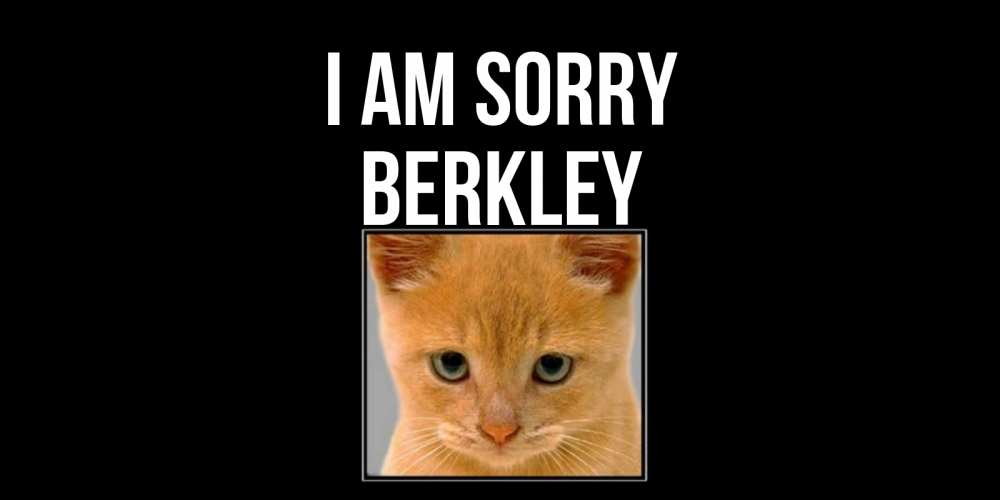 Greetings card с именем, Berkley I am sorry рыжий грустный кот просит прощения Greetings with text for free download 