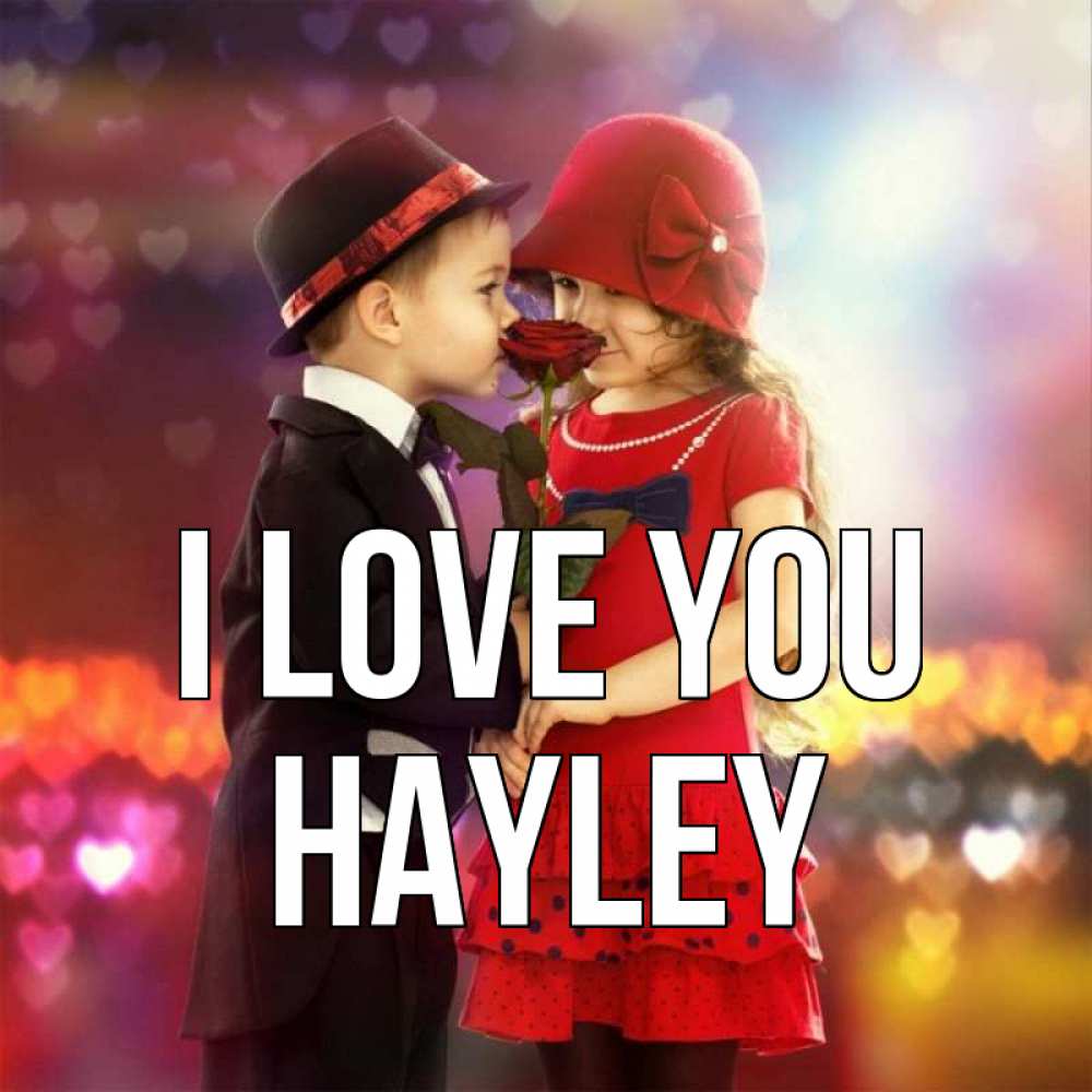 Greetings card с именем, Hayley I love you черное и красное и роза Greetings with text for free download 