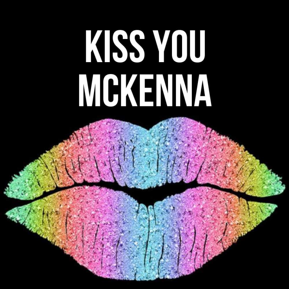Greetings card с именем, Mckenna Kiss you след от губ на черном фоне Greetings with text for free download 