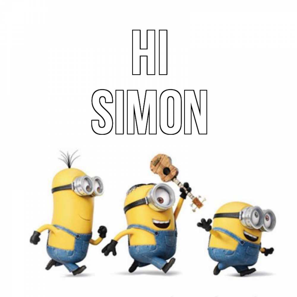 Greetings card с именем, Simon Hi веселые человечики Greetings with text for free download 