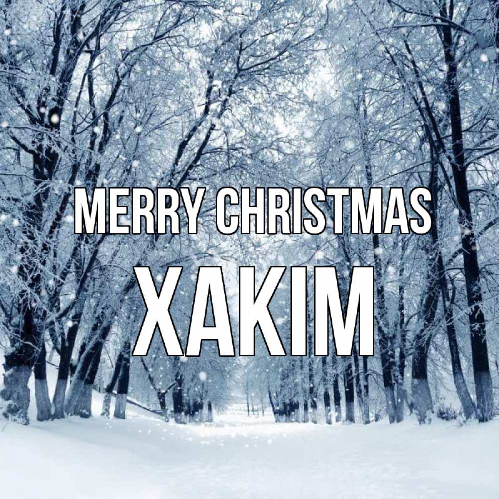 Greetings card с именем, ХАКІМ Merry Christmas снег, лес, парк Greetings with text for free download 