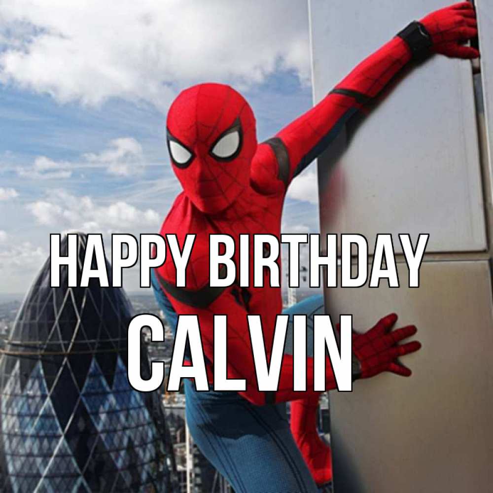 Greetings card с именем, Calvin Happy Birthday Марвел Greetings with text for free download 
