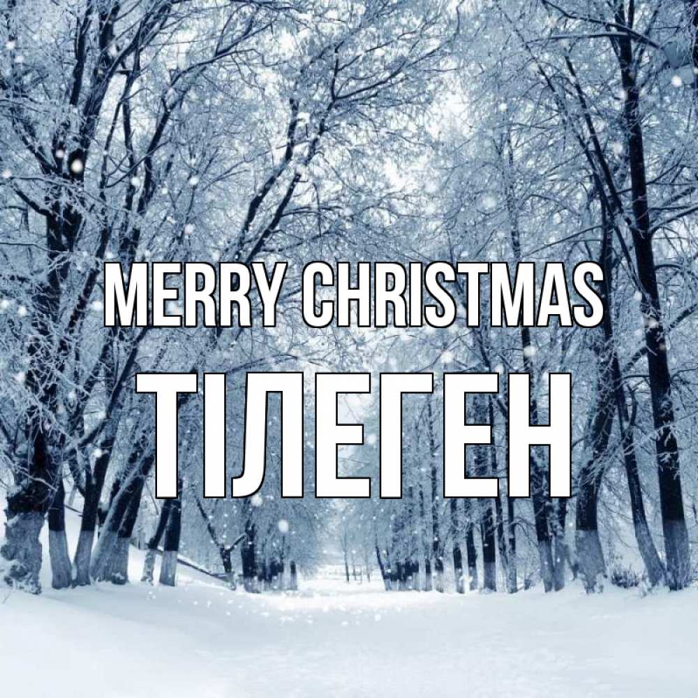 Greetings card с именем, ТІЛЕГЕН Merry Christmas снег, лес, парк Greetings with text for free download 