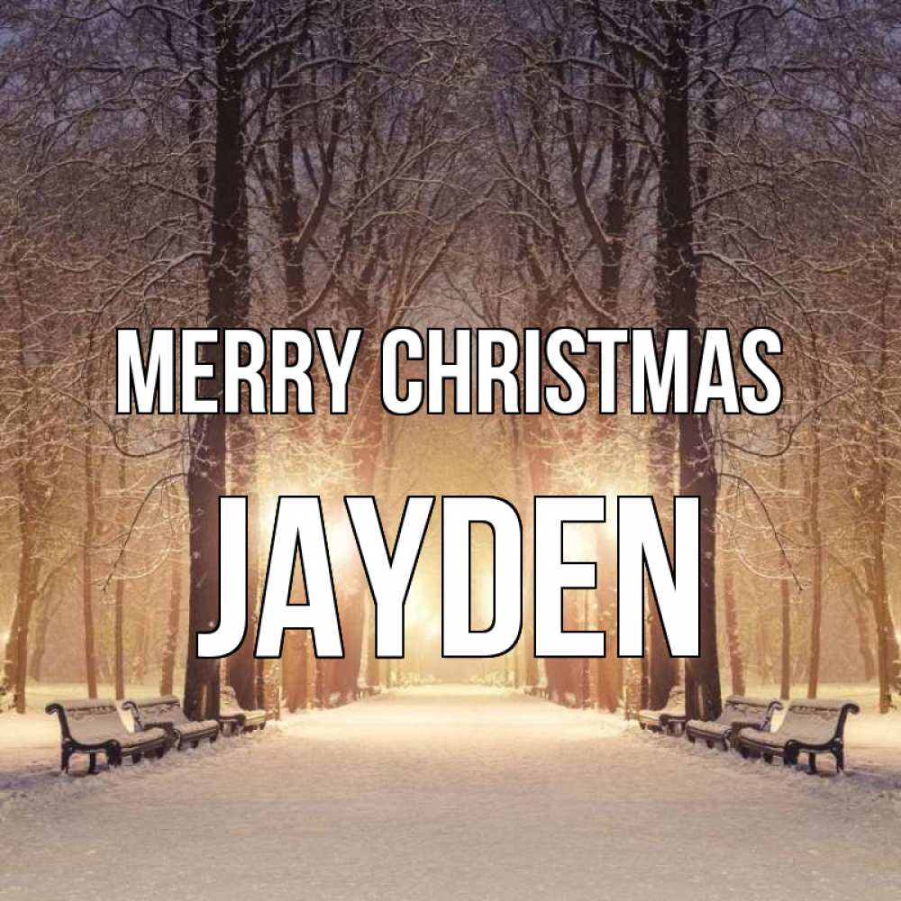Greetings card с именем, Jayden Merry Christmas зима, парк, фонарь, лес Greetings with text for free download 