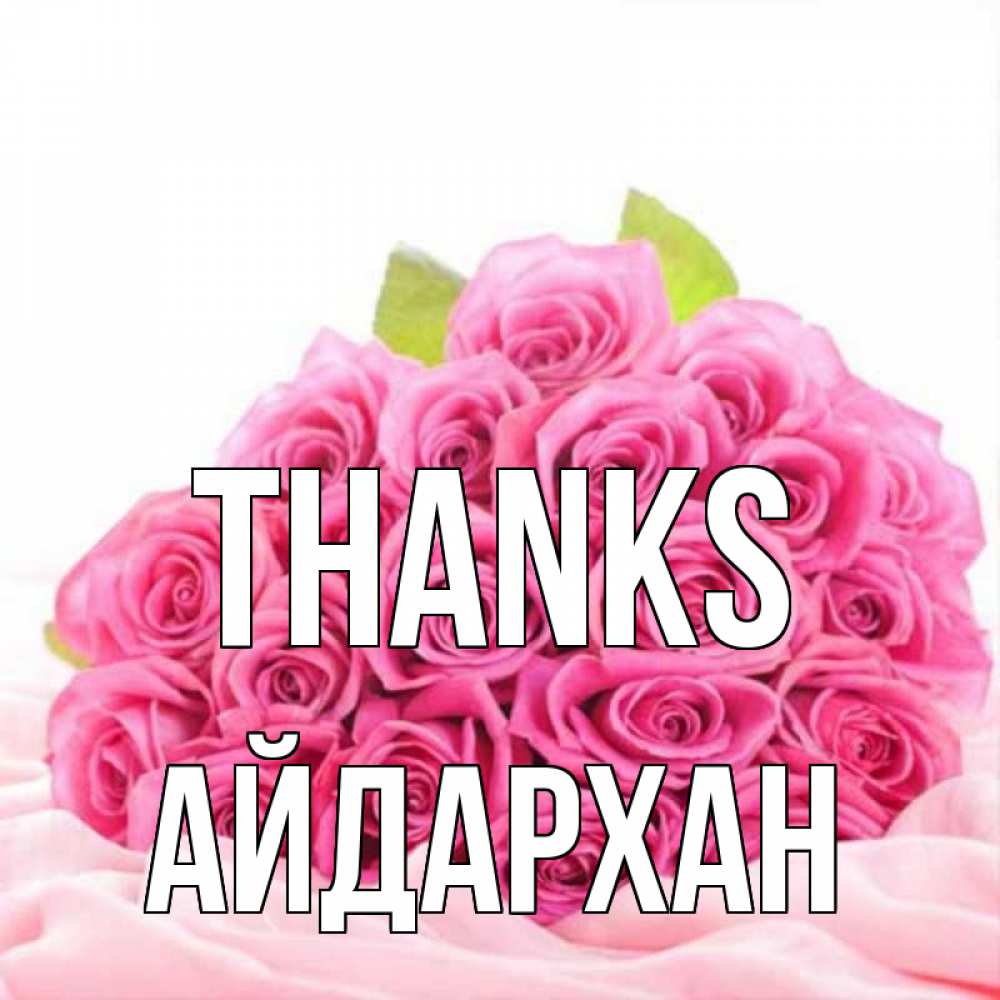 Greetings card с именем, Айдархан Thanks розовые розы с подписью Greetings with text for free download 