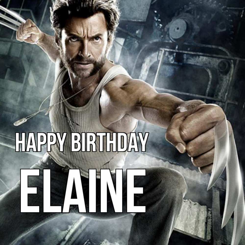 Greetings card с именем, Elaine Happy Birthday супергерой в ярости Greetings with text for free download 