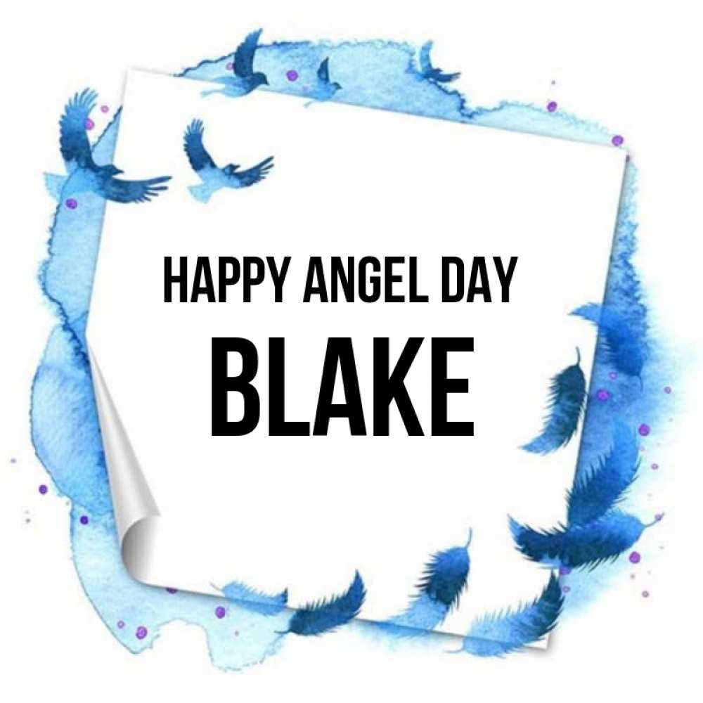 Greetings card с именем, Blake happy angel day красивые птицы летят Greetings with text for free download 